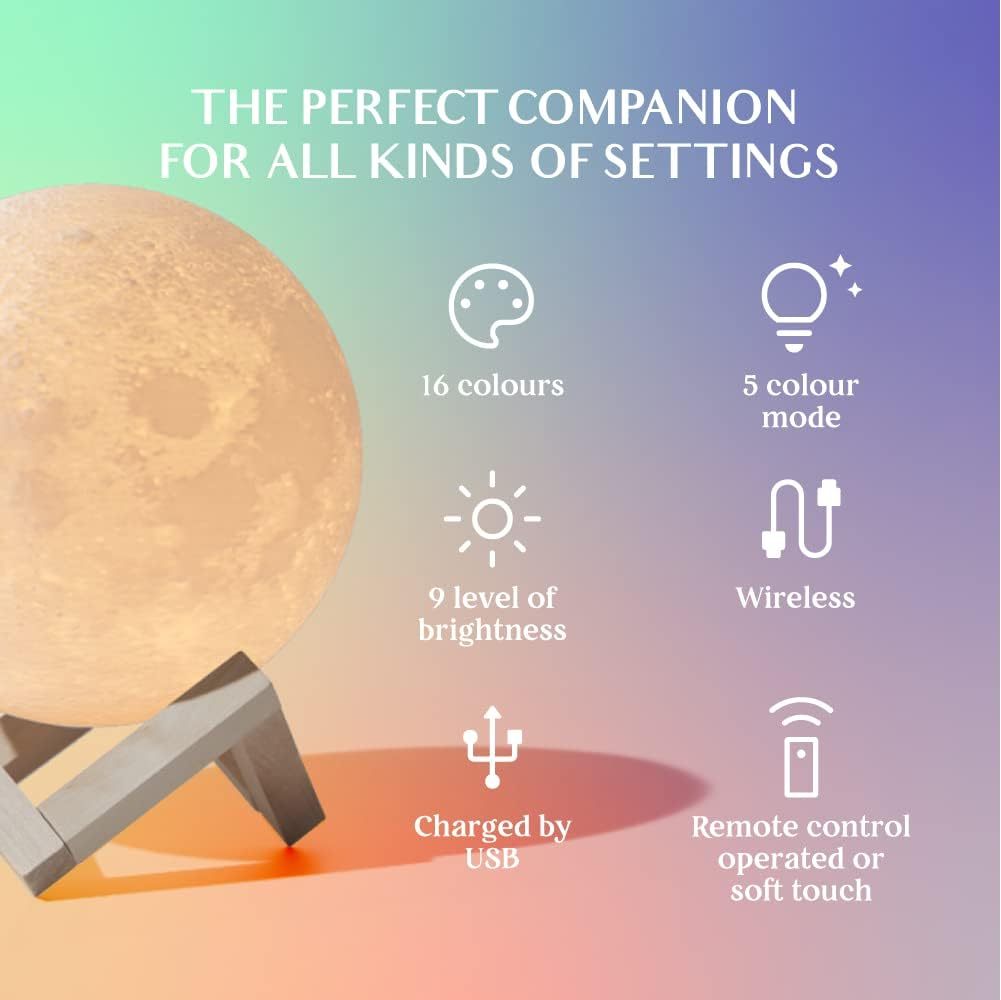 Lamp & Stand & Remote Moon Lamp, LED Creative Night Light