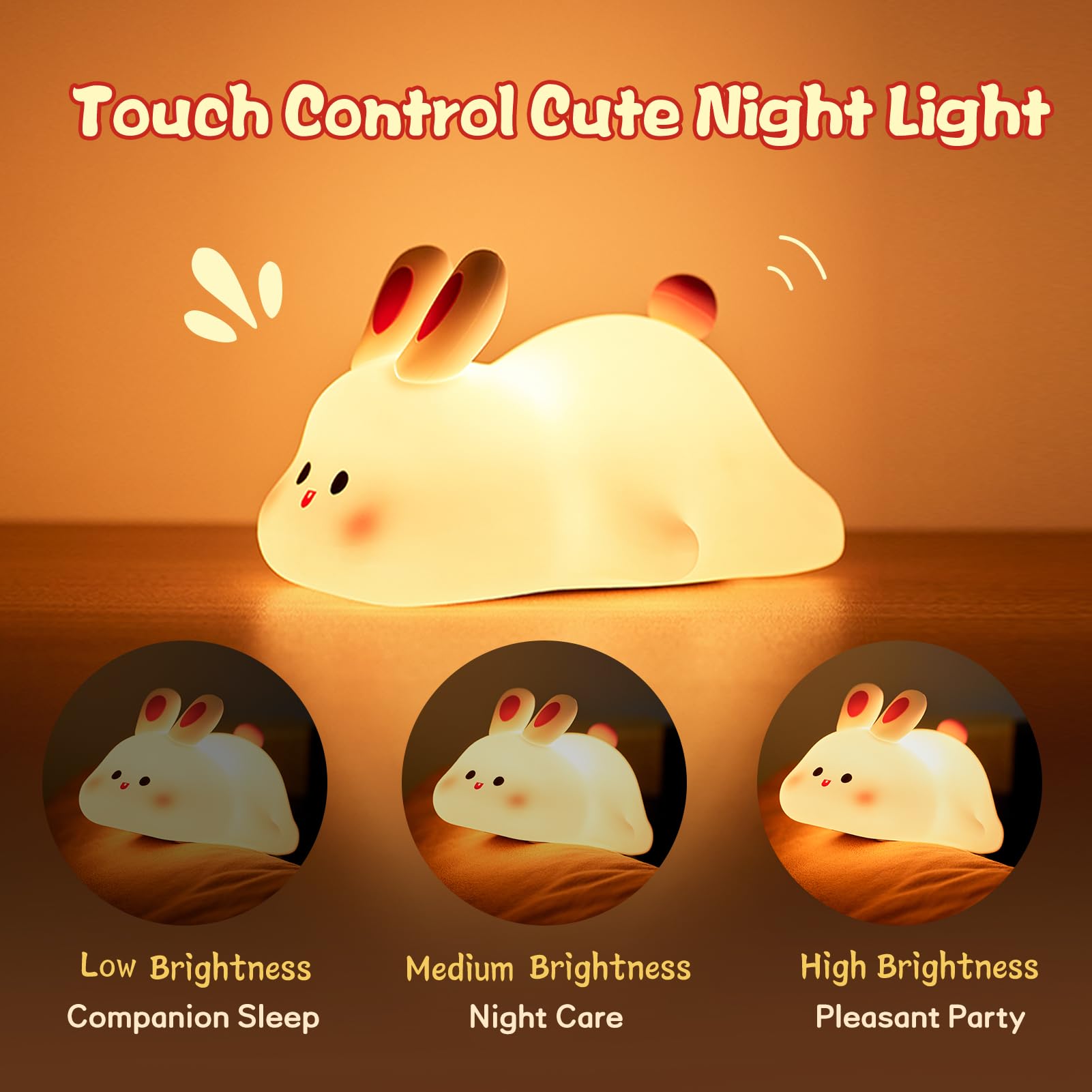 Cute Rabbit Bulb Light - Touch Sensor Bedside Lamp Home Decor