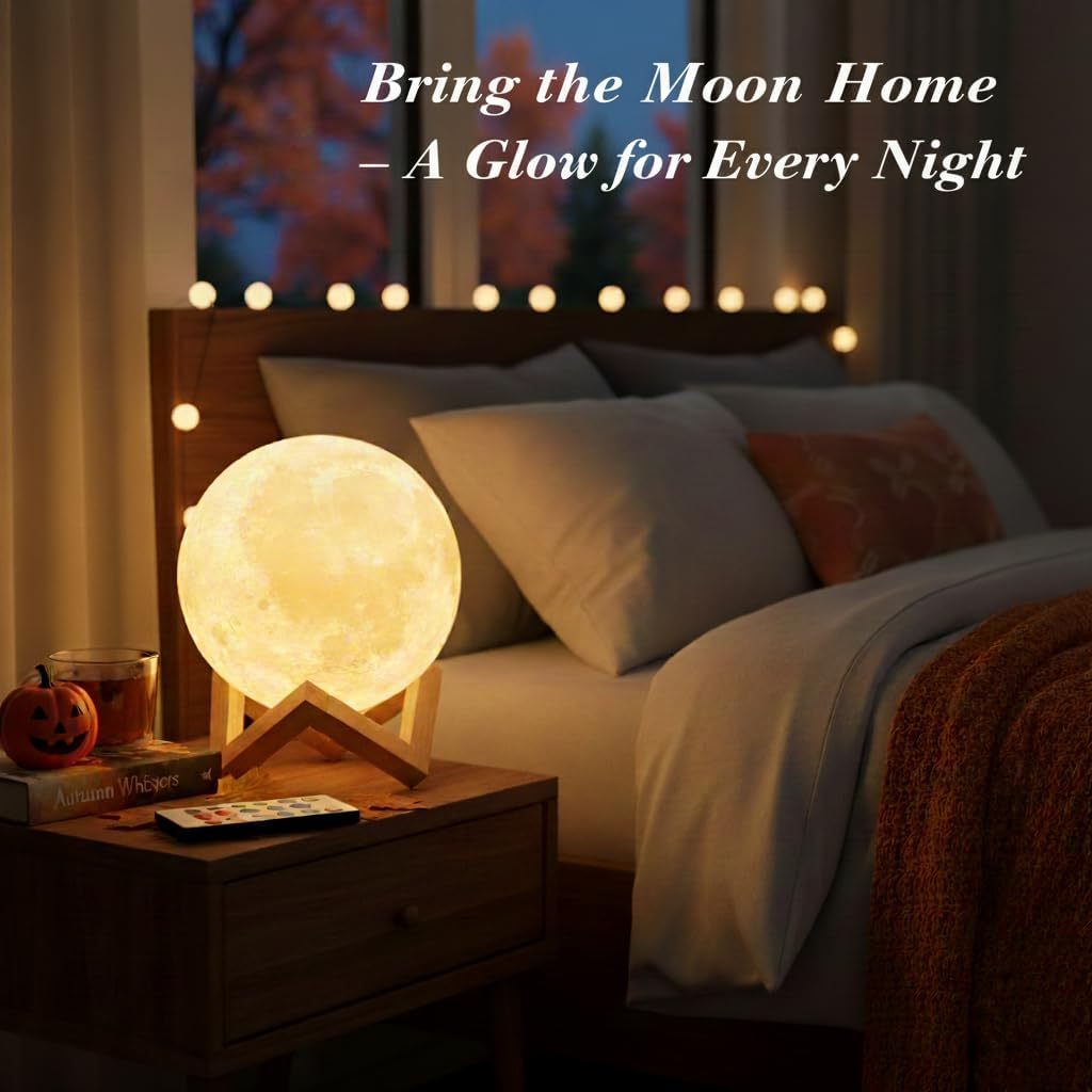 Lamp & Stand & Remote Moon Lamp, LED Creative Night Light