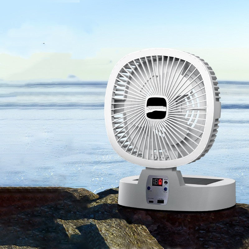 Solar Power Fan With Desk Lamp & Remote Indoor/Outdoor Portable Charging Folding Fan