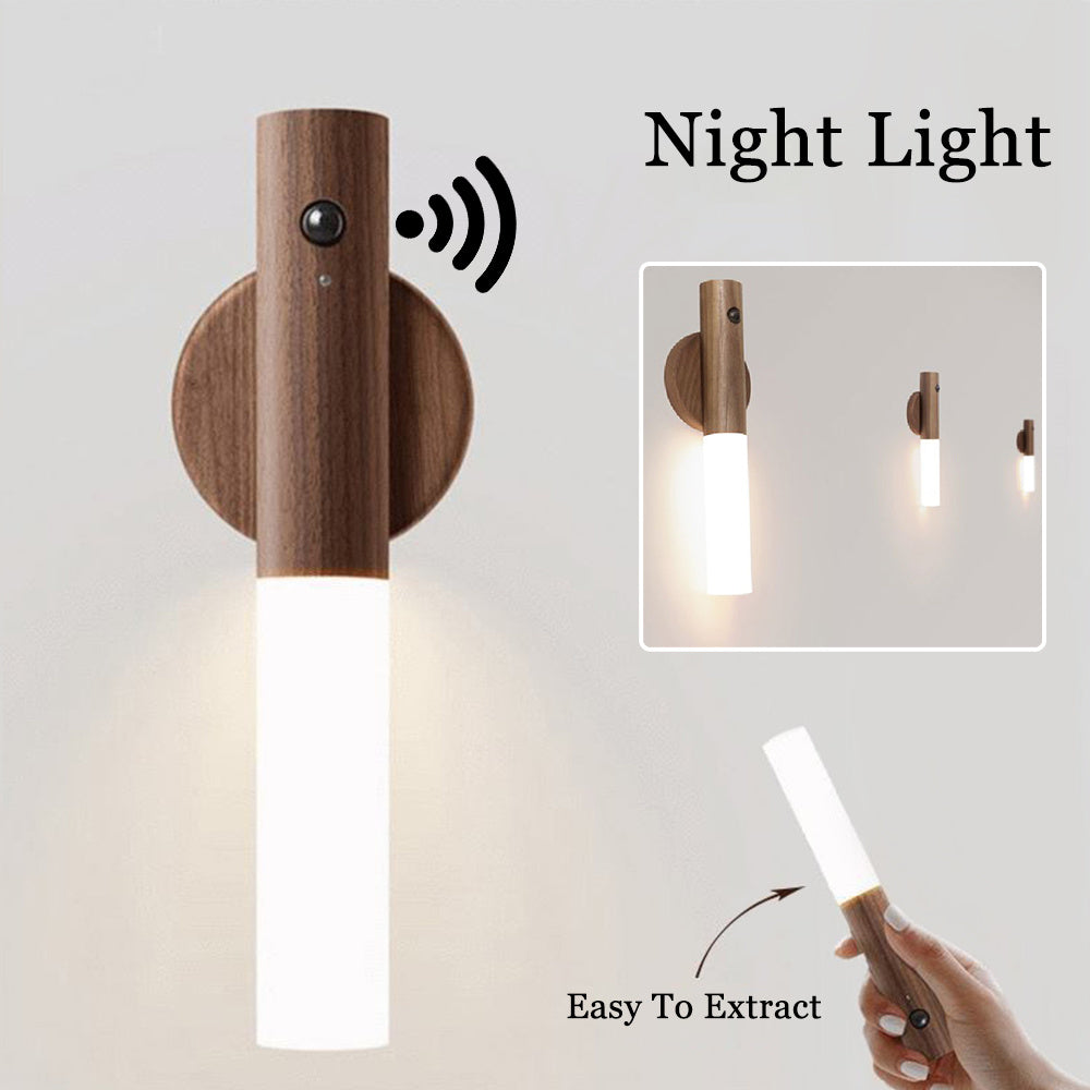 Night Light Auto LED USB Wood Wireless Lamp