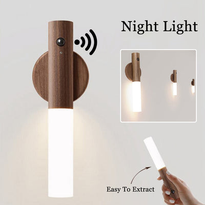 Night Light Auto LED USB Wood Wireless Lamp