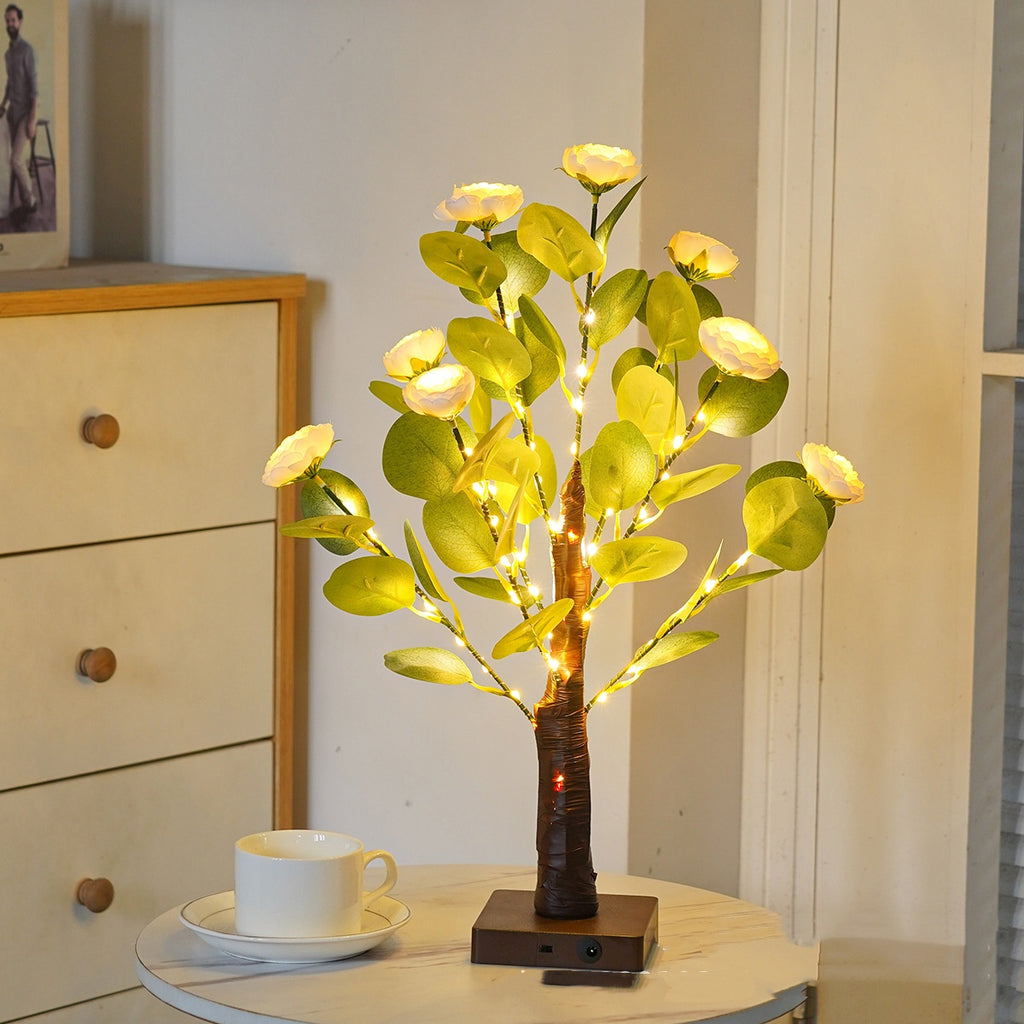 Green Leaf LED Tree Lamp Bedroom Room Decor Table Lamp