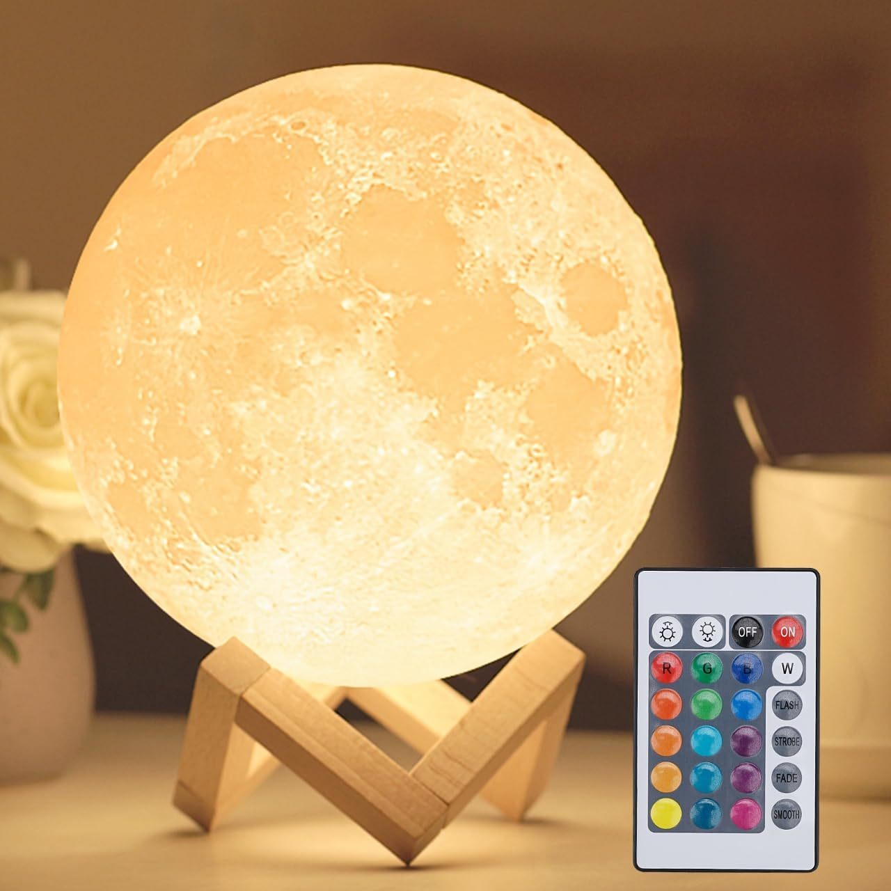 Lamp & Stand & Remote Moon Lamp, LED Creative Night Light